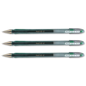 Pilot G107 Gel Ink Pen Ergonomic Grips 0.7mm Tip 0.5mm Line Green Ref 001101204 [Pack 12]