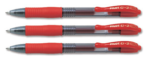 Pilot G210 Gel Rollerball Pen Refillable Medium 1.0mm Tip 0.6mm Line Red Ref 043101202 [Pack 12]