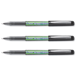 Pilot Begreen Green Tecpoint Rollerball Pen 0.5mm Tip 0.3mm Line Black Ref 145101001 [Pack 10]
