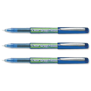 Pilot Begreen Green Tecpoint Rollerball Pen 0.5mm Tip 0.3mm Line Blue Ref 145101003 [Pack 10]