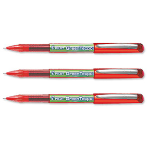 Pilot Begreen Green Tecpoint Rollerball Pen 0.5mm Tip 0.3mm Line Red Ref 145101002 [Pack 10]