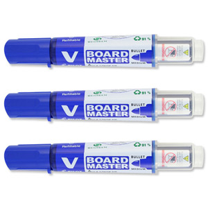 Pilot V-Board Master Drywipe Marker Begreen Bullet Tip Medium 4mm Blue Ref 454100103 [Pack 10]