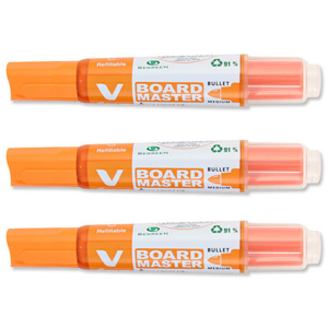 Pilot V-Board Master Drywipe Marker Begreen Bullet Tip Medium 4mm Orange Ref 454101007 [Pack 10]