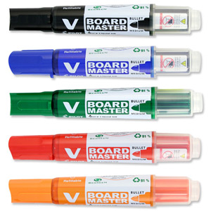 Pilot V-Board Master Drywipe Marker Begreen Bullet Tip Medium 4mm Assorted Ref 454300500 [Wallet 5]