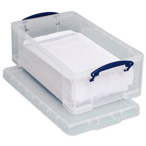 Really Useful Storage Box Plastic Lightweight Robust Stackable 12 Litre W270xD465xH150mm Clear Ref 12C