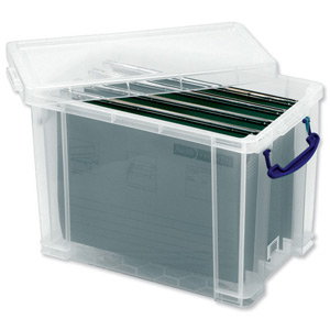 Really Useful Filing Box Plastic with 10 suspension files A4 19 Litre W290xD255xH395mm Ref 19C&10susp