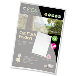 SSeco Folders Cut Flush Polypropylene Oxo-biodegradable A4 Clear Ref LSF-CL [Pack 100]
