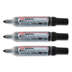 Pentel Easyflo Whiteboard Drywipe Marker Pens Medium Bullet Tip Black Ref MW50M-A [Pack 12]