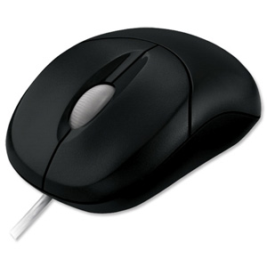 Microsoft 500 Compact Mouse Optical Wired Scroll Wheel 3-Button Black Ref U81-00008