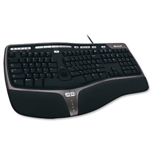 Microsoft 4000 Natural Ergonomic Keyboard Curved Gabled and Wrist Slope Black Ref B2M-00008