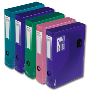 Snopake DocBox Box File Polypropylene with Push Lock 60mm Spine A4 Assorted Ref 14833 [Pack 5]