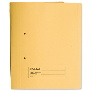 Guildhall Transfer Spring Files 315gsm Capacity 38mm Foolscap Yellow Ref 348-YLWZ [Pack 50]