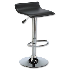 Influx J-Seat Bar Stool Height-adjustable with Footrest W370xD370xH580-780mm Black