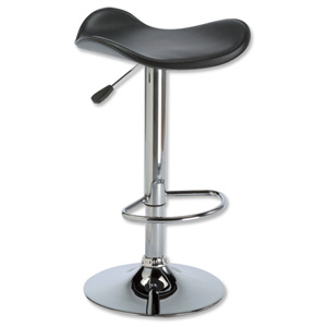 Influx Saddle-Seat Bar Stool Height-adjustable with Footrest W440xD450xH580-780mm Black