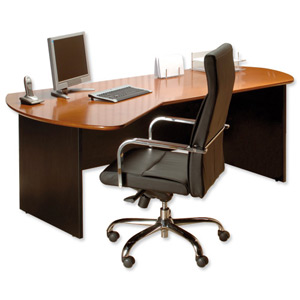 Emperial Executive Desk with Black Trim Left-hand W2100xD1200xH765mm Cherry Veneer
