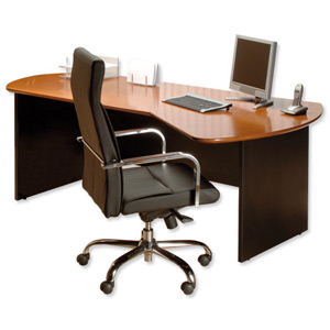 Emperial Executive Desk with Black Trim Right-hand W2100xD1200xH765mm Cherry Veneer