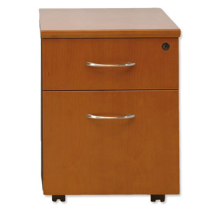 Emperial Filing Pedestal Mobile with Black Trim 2 Drawer W420xD500xH565mm Cherry Veneer