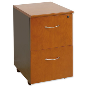 Emperial Filing Cabinet with Black Trim 2 Filing Drawers W420xD500xH725mm Cherry Veneer