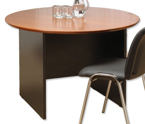 Emperial Meeting Table Circular with Black Trim Dia1200xH765mm Cherry Veneer