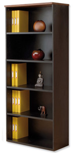 Emperial Bookcase with Black Trim Tall W800xD400xH1960mm Cherry