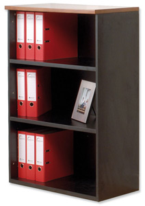 Emperial Bookcase with Black Trim Low W800xD400xH1185mm Cherry