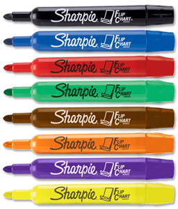 Sharpie Flipchart Marker Water-based Ink Bleed-free Bullet Tip Assorted Ref S0814640 [Pack 8]