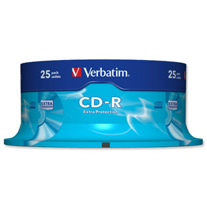 Verbatim CD-R Recordable Disk on Spindle 52x Speed 80min 700Mb Ref 43432 [Pack 25]