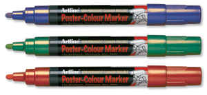 Artline Poster-Colour Paint Marker Outdoor and Indoor Prime Assorted Ref EPS-4-4WA [Wallet 4]
