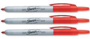 Sharpie Permanent Marker Pen Retractable with Seal Bullet Tip 1.0mm Line Red Ref S0810850 [Pack 12]