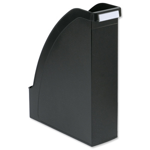 Magazine File Extra Capacity with Adjustable Spine Label Holder A4 Black
