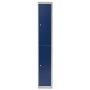 Bisley Locker Deep Steel 2-Door W305xD457xH1802mm Goose Grey/Blue Ref CLK182-7339