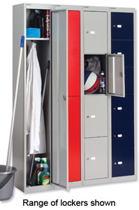 Bisley Locker Deep Steel 6-Door W305xD457xH1802mm Goose Grey/Red Ref CLK186-7370