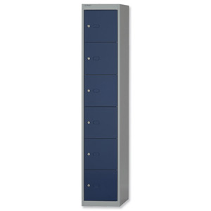 Bisley Locker Steel 6-Door W305xD305xH1802mm Goose Grey-Blue Ref CLK126-7339