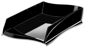 CEP Isis Letter Tray Stackable or to Stagger Robust Elegant Moulded Polystyrene Black Ref 2111816