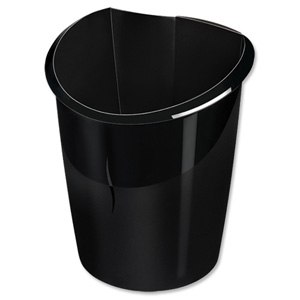 CEP Isis Waste Bin with Flattened Side Moulded Polystyrene 15 Litre Matt and Glossy Black Ref 2109501