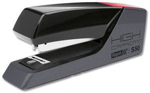 Rapid S50 Stapler Flat Clinch Half Strip Solid Steel Capacity 50 Sheets Black Ref 24148401