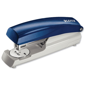 Leitz 5500 Half Strip Stapler Ergonomic Top-loading 26/6 24/6 Capacity 30 Sheets Blue Ref 55000035