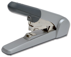 Leitz 5552 Flat Clinch Stapler Spring-loaded with Window 25/10 Capacity 60 Sheets Silver Ref 55520084