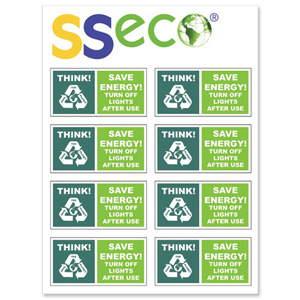 SSeco Lighting Stickers Educational Printed on Reverse Self-adhesive Vinyl 46x23mm Ref ENV03 [Pack 8]