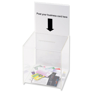 Suggestion Box / Business Card Box With Sign Holder Crystal Clear