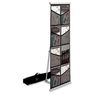 Deflecto Literature Display Mesh Portable Floor Stand 8 x A4 Pockets W514xD370xH1323mm Ref 780272