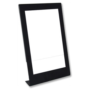 Deflecto Slanted Sign Holder Side-loading Black-edged A4 Clear Ref 69775EU