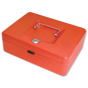 Cash Box with Simple Latch and 2 Keys plus Removable Coin Tray 150mm Red