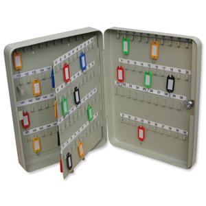 Key Cabinet Steel with Lock and Wall Fixings 160 Colour Tags 160 Numbered Hooks Grey