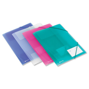Rexel Ice File 4-Fold Durable Polypropylene Elasticated for 200 Sheets A4 Assorted Ref 2102050 [Pack 4]