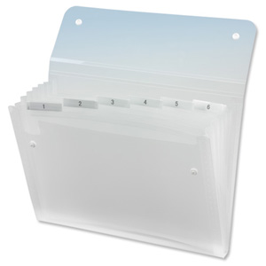 Rexel Ice Expanding Files Durable Polypropylene with Tabs 6 Pockets A4 Clear Ref 2102033
