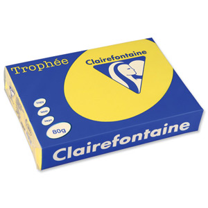 Clairefontaine Trophee Colours Paper 80gsm Ream-wrapped A4 Intense Yellow Ref 1877 [500 Sheets]