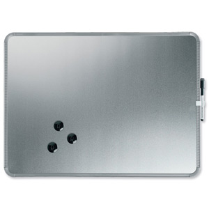 Nobo SlimLine Drywipe Board Magnetic with Pen and Built-in Eraser 430x14x580mm Silver Ref QB05742C