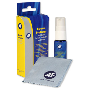 AF Screen Protector Spray Antistatic Non-flammable Non-toxic with Microfibre Cloth 25ml Ref XSSP000