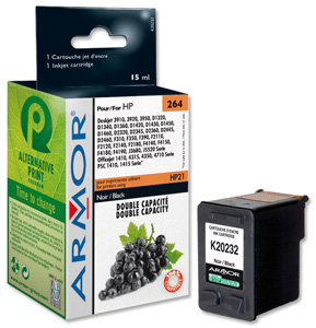 Armor Compatible Inkjet Cartridge Page Life 300pp Black [for No. 21 HP C9351AE] Ref K20232